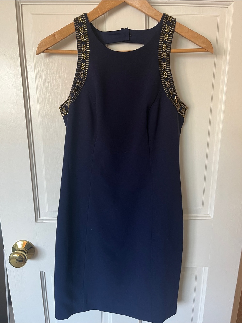 Lilly Pulitzer Navy Midi Dress with Gold Embellished Straps